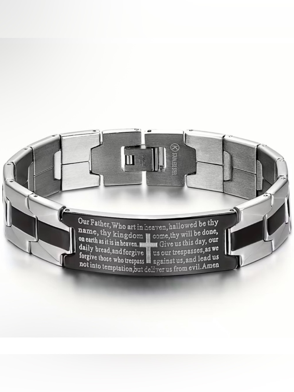 Stainless Steel Men’s Lord’s Prayer Bracelet